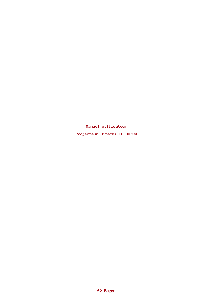 Page 1 de la notice Manuel utilisateur Hitachi CP-DH300