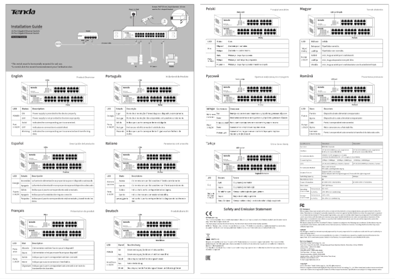 Página 1 del manual Guía de instalación Tenda TEG1024D