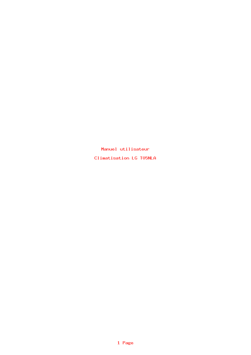 Page 1 de la notice Manuel utilisateur LG T05NLA