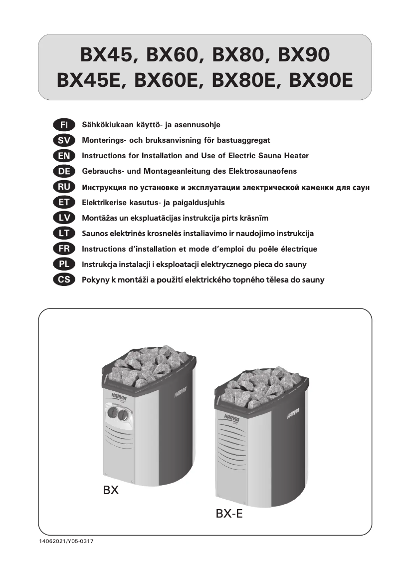 Page 1 de la notice Manuel utilisateur Harvia Vega BX45 HBX450400