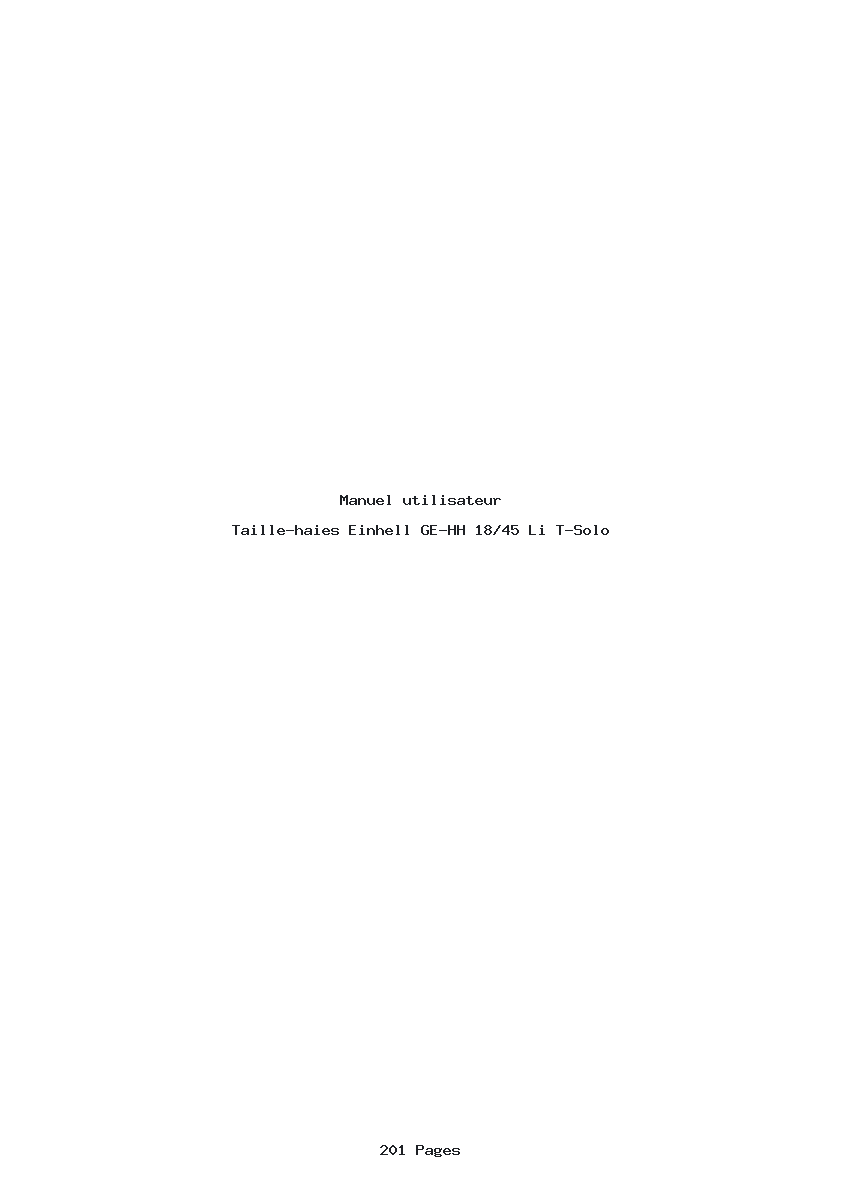 Page 1 de la notice Manuel utilisateur Einhell GE-HH 18/45 Li T-Solo