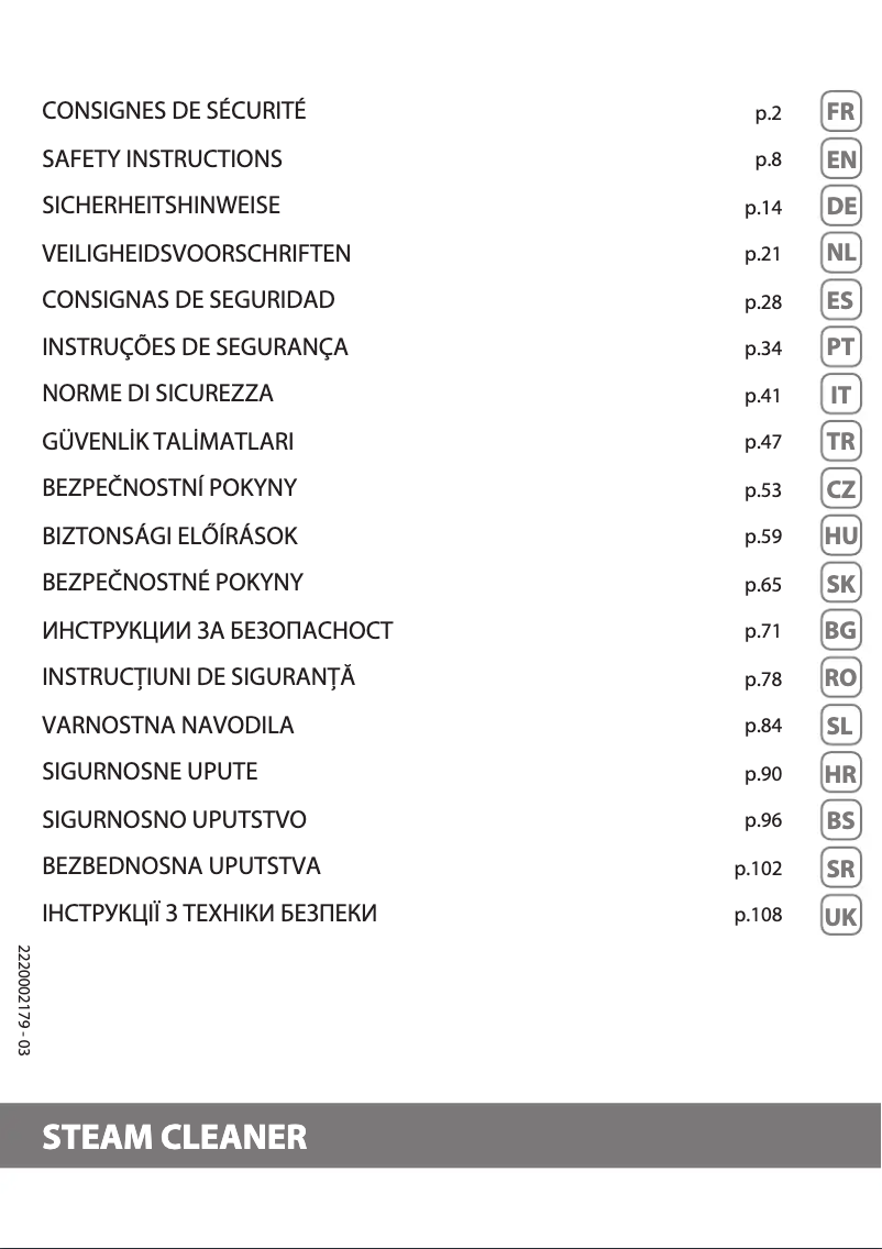 Page 1 de la notice Instructions de sécurité Rowenta Clean & Steam Multi RY8544