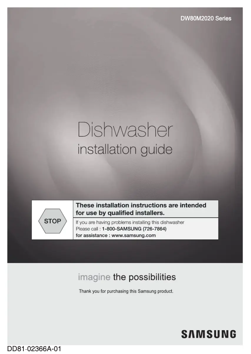 Página 1 del manual Guía de instalación Samsung DW80M2020US