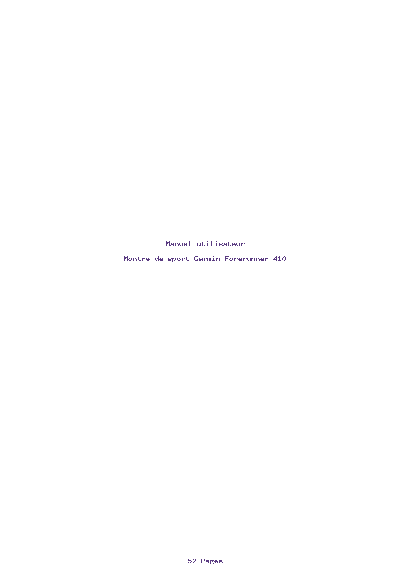 Page 1 de la notice Manuel utilisateur Garmin Forerunner 410
