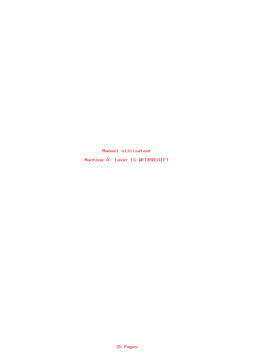 Page 1 de la notice Manuel utilisateur LG WFT85B31EFT