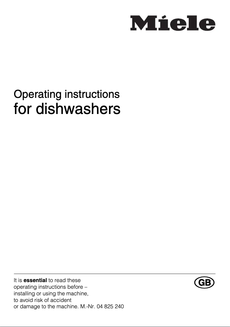 Page 1 de la notice Manuel utilisateur Miele G 666