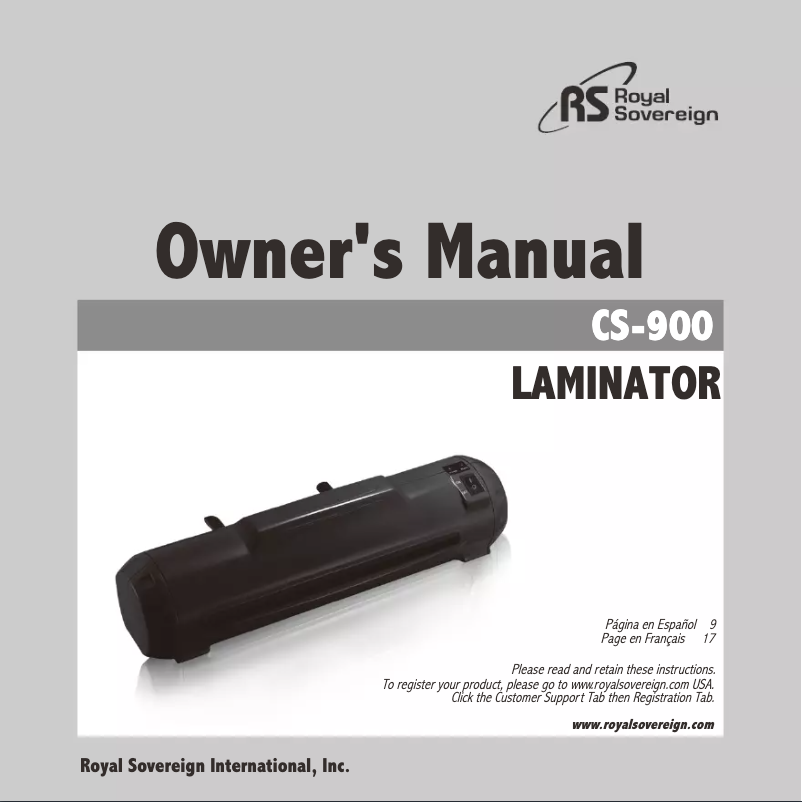 Page 1 de la notice Manuel utilisateur Royal Sovereign CS-900