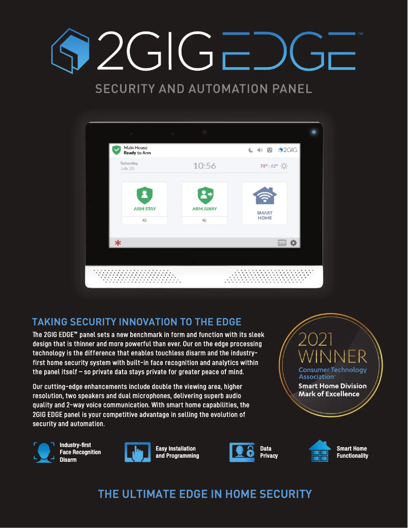 Page 1 de la notice Fiche technique 2GIG EDGE