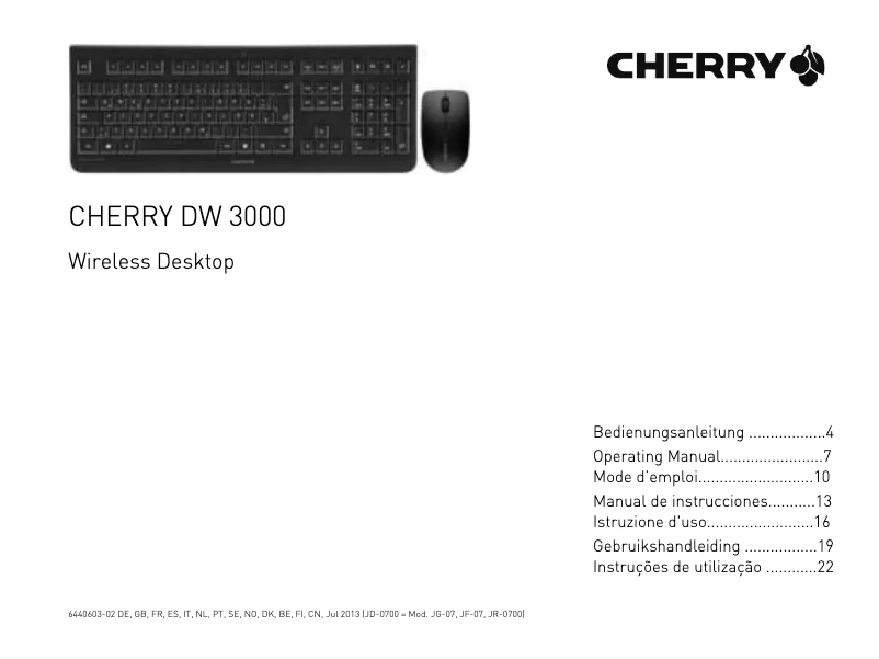 Page 1 de la notice Manuel utilisateur Cherry DW 3000