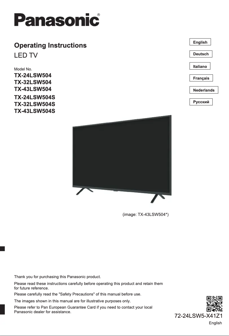 Page 1 de la notice Guide de démarrage rapide Panasonic TX-24LSW504S