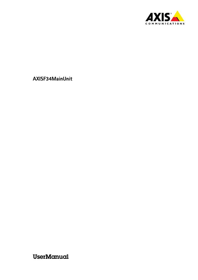 Page 1 of the manual User Manual Axis F34 Main Unit