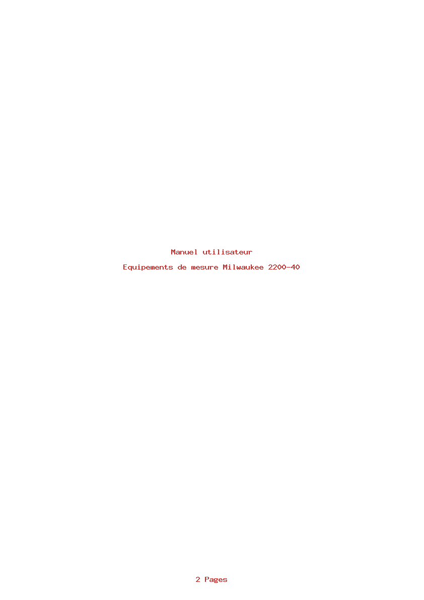 Page 1 de la notice Manuel utilisateur Milwaukee 2200-40