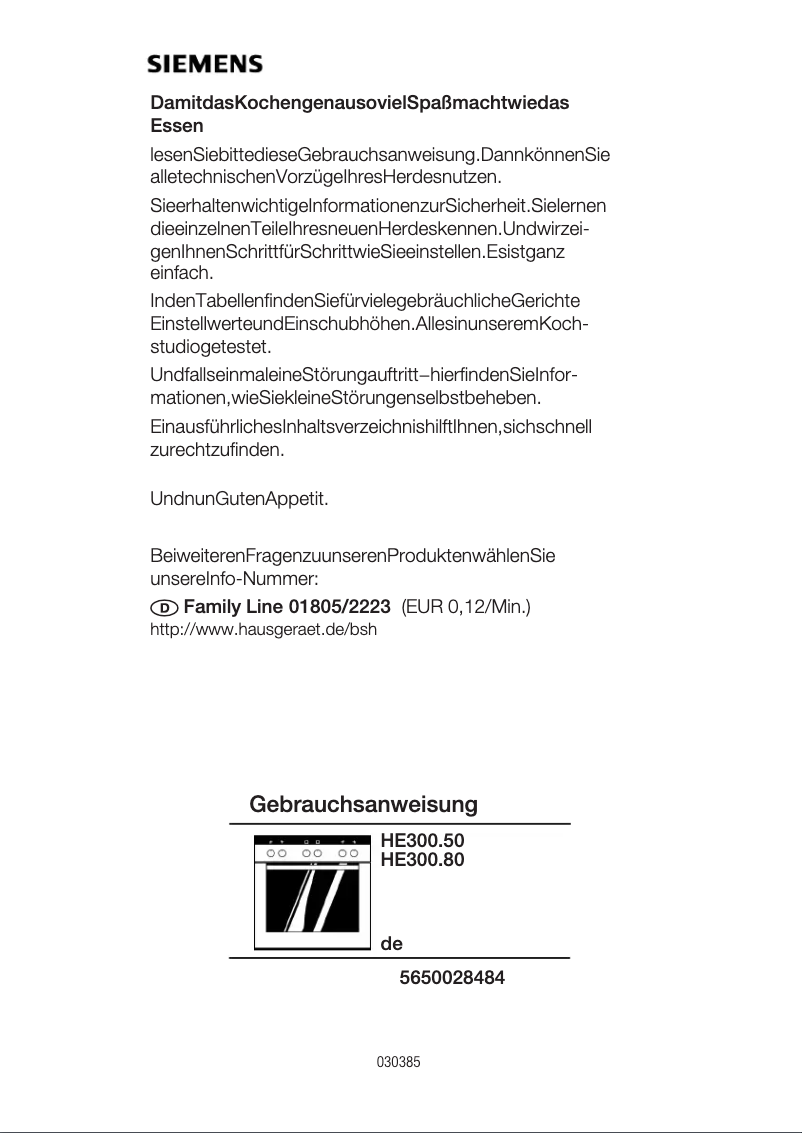 Page 1 de la notice Manuel utilisateur Siemens HE300550