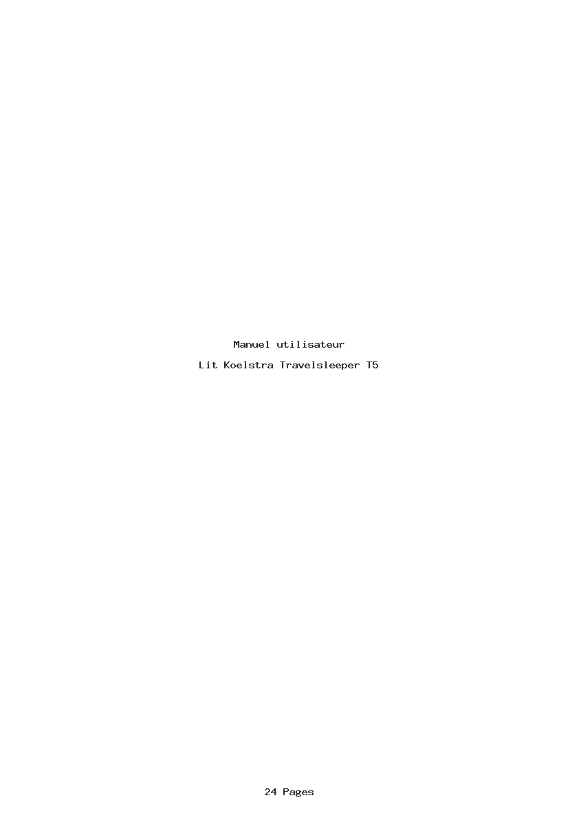 Page 1 de la notice Manuel utilisateur Koelstra Travelsleeper T5