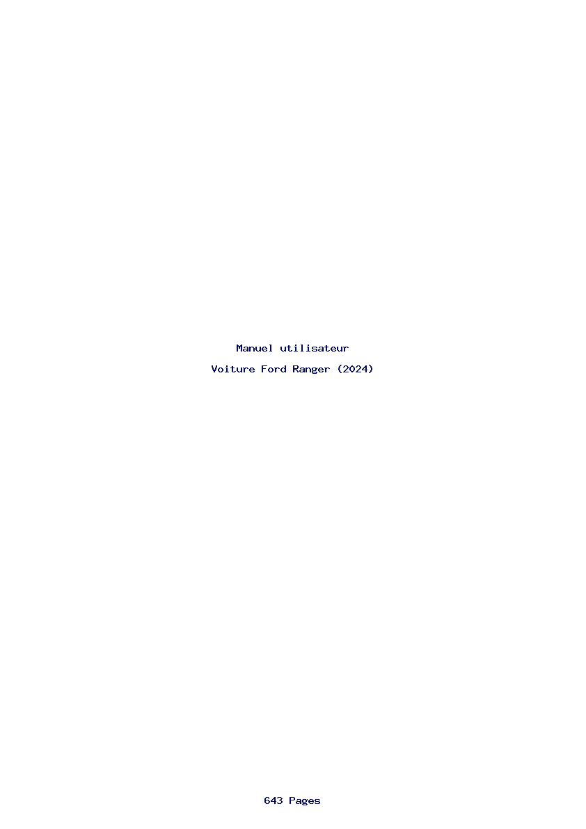 Page 1 de la notice Manuel utilisateur Ford Ranger (2024)