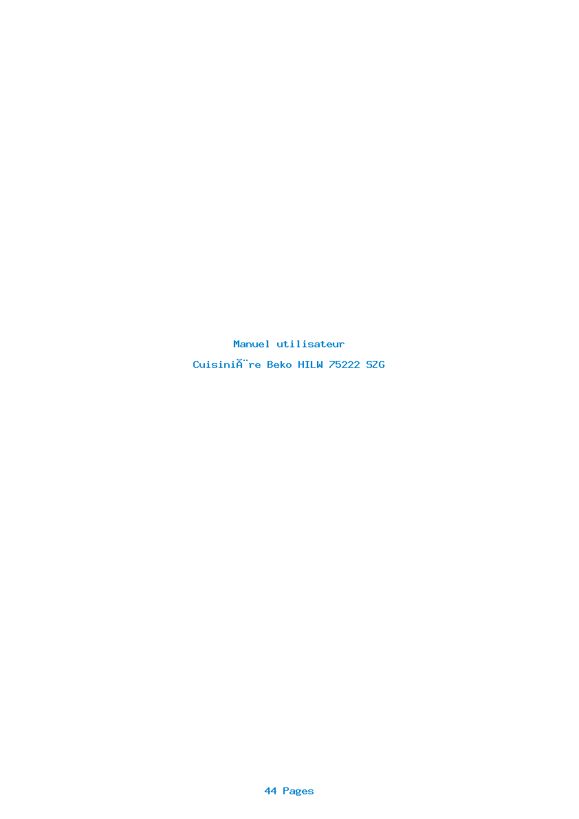 Page 1 de la notice Manuel utilisateur Beko HILW 75222 SZG