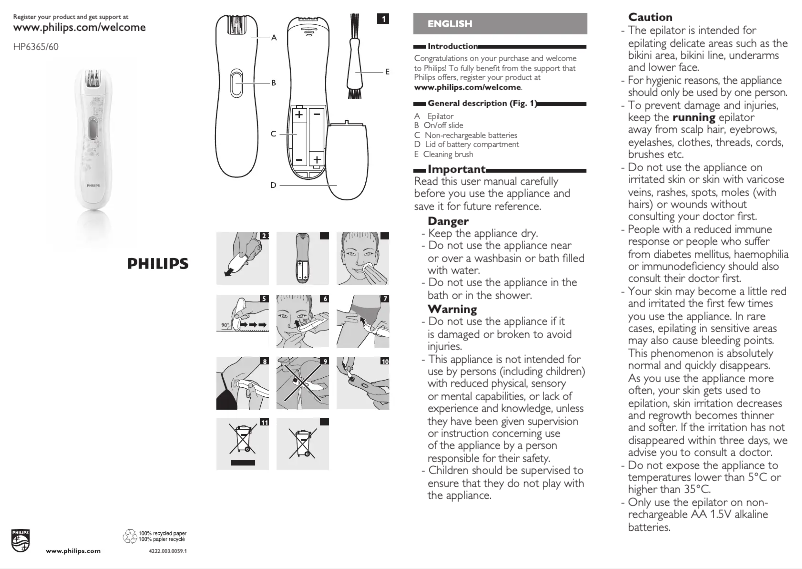Página 1 del manual Manual de usuario Philips SatinTouch HP6365