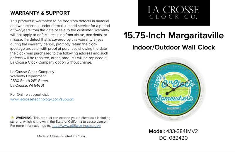 Página 1 del manual Manual de usuario La Crosse Technology 433-3841MV2