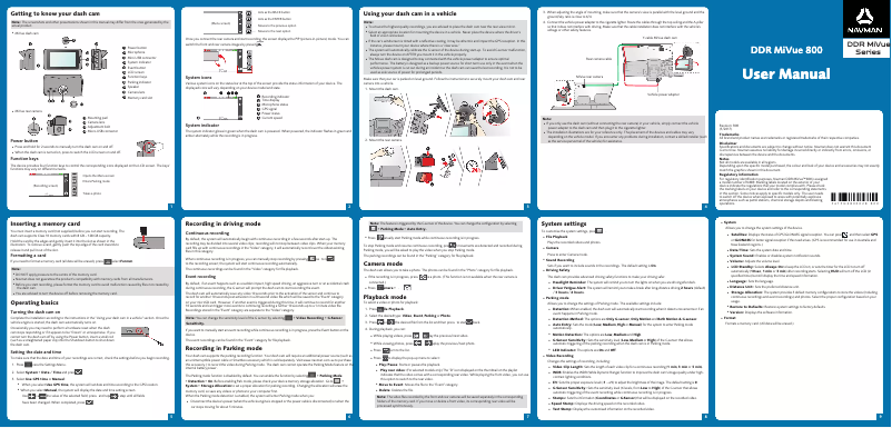 Page 1 de la notice Manuel utilisateur Navman MiVue 800