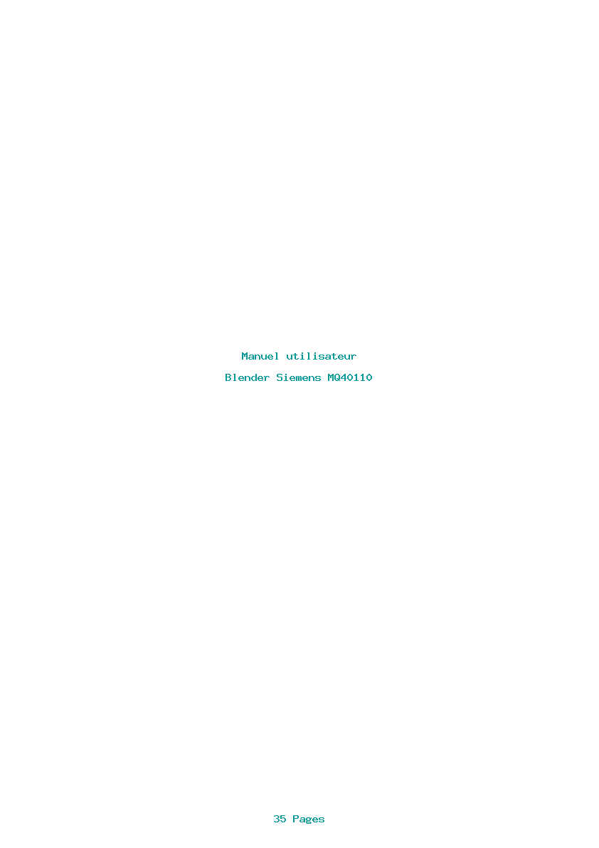 Page 1 de la notice Manuel utilisateur Siemens MQ40110