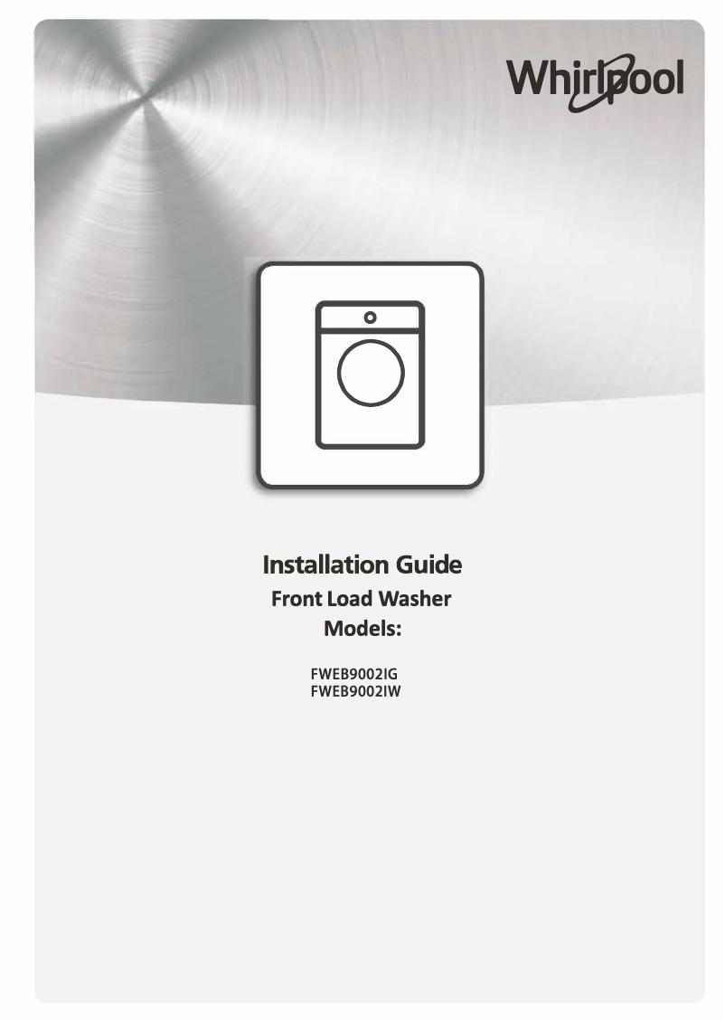 Page 1 de la notice Guide d'installation Whirlpool FWEB9002IG