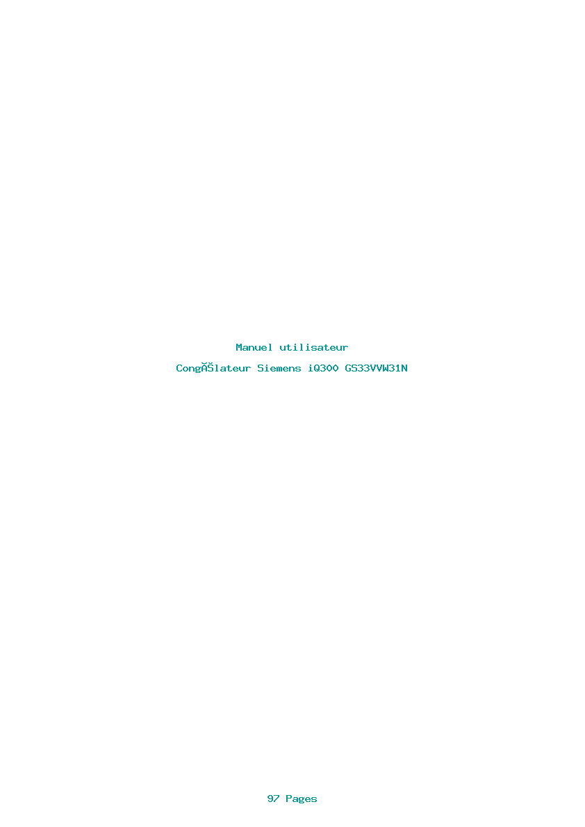 Page 1 de la notice Manuel utilisateur Siemens iQ300 GS33VVW31N