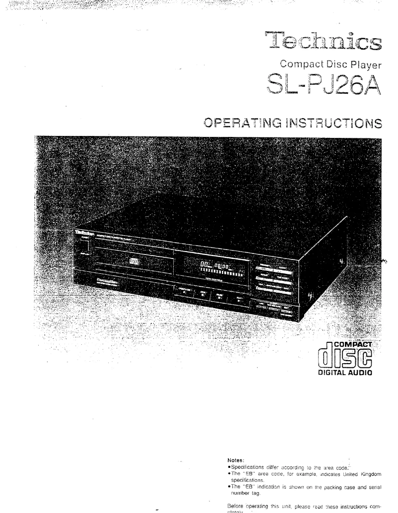 Page 1 of the manual User Manual Technics SL-PJ26