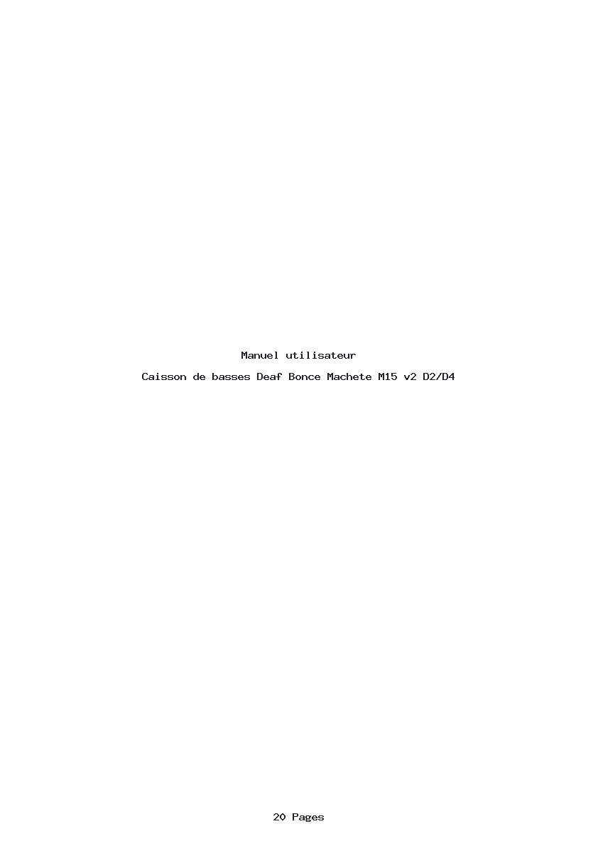 Page 1 de la notice Manuel utilisateur Deaf Bonce Machete M15 v2 D2/D4