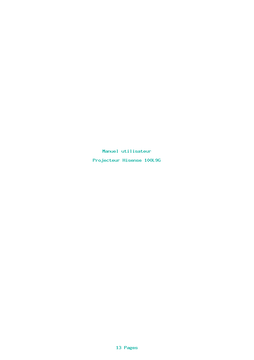 Page 1 de la notice Manuel utilisateur Hisense 100L9G