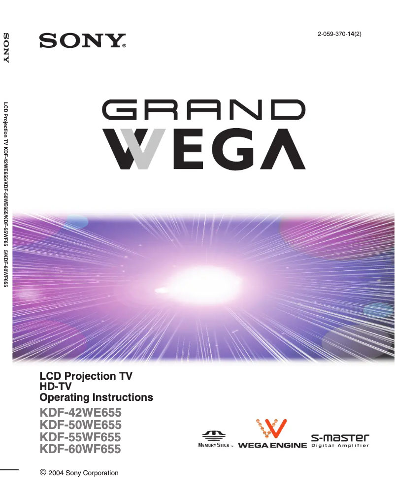 Page 1 de la notice Manuel utilisateur Sony KDF-50WE655