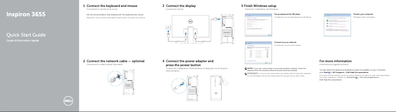 Page 1 de la notice Guide d'installation Dell Inspiron 3655