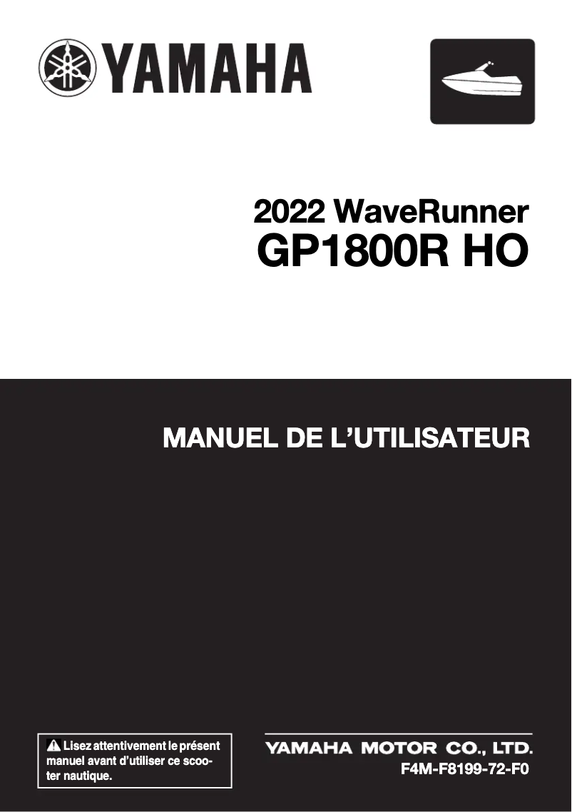 Página 1 del manual Manual de usuario Yamaha WaveRunner GP1800R HO (2022)