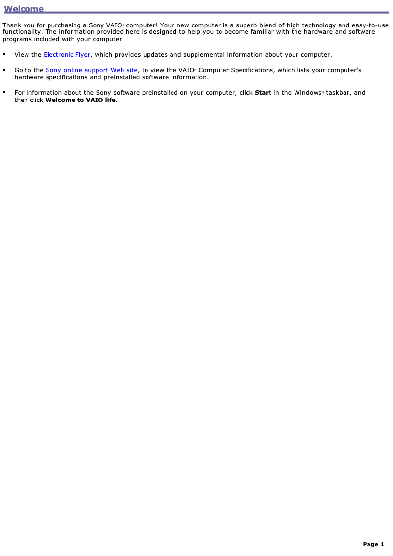 Page n°1 - Manuel utilisateur Sony Vaio VGC-RA930G