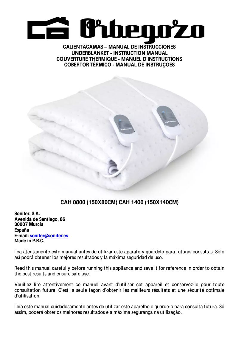 Página 1 del manual Manual de usuario Orbegozo CAH 0800