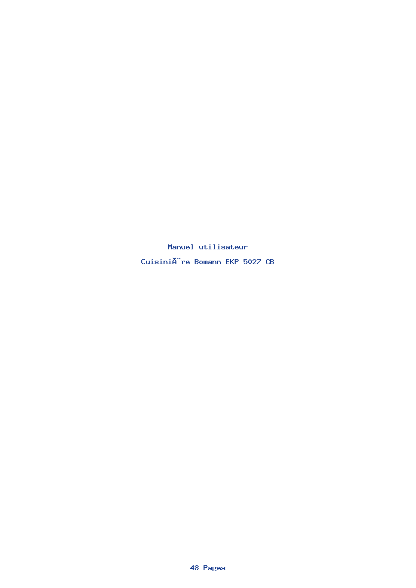 Page 1 de la notice Manuel utilisateur Bomann EKP 5027 CB