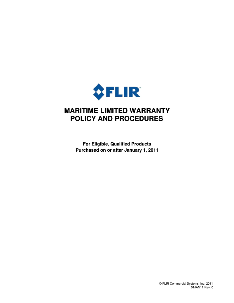 Página 1 del manual Información de garantía FLIR First Mate II HM 307XP+