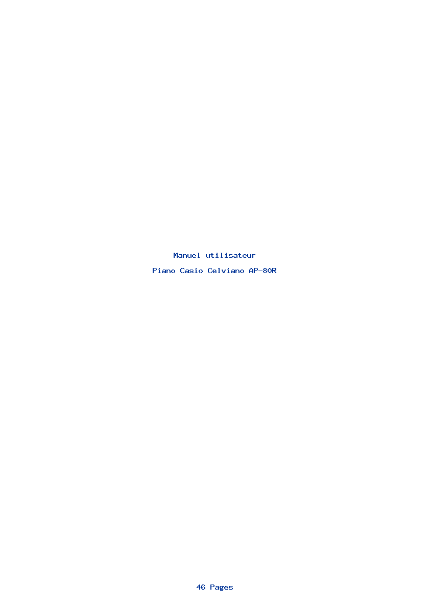 Page 1 de la notice Manuel utilisateur Casio Celviano AP-80R