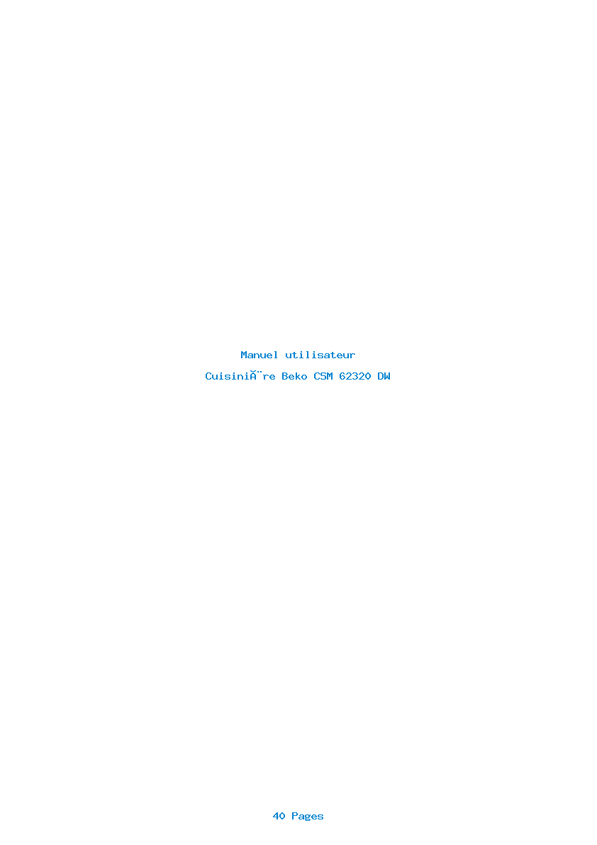 Page 1 de la notice Manuel utilisateur Beko CSM 62320 DW