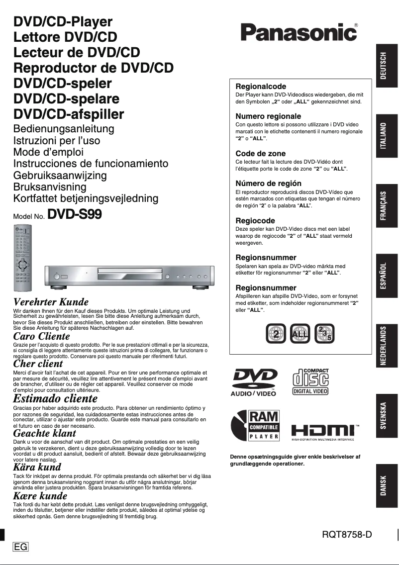 Página 1 del manual Manual de usuario Panasonic DVD-S99