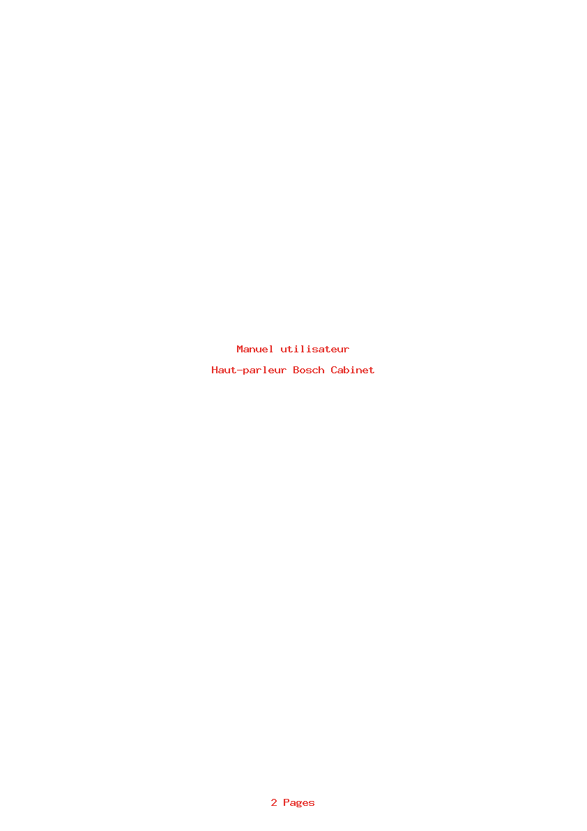 Page 1 de la notice Manuel utilisateur Bosch Cabinet