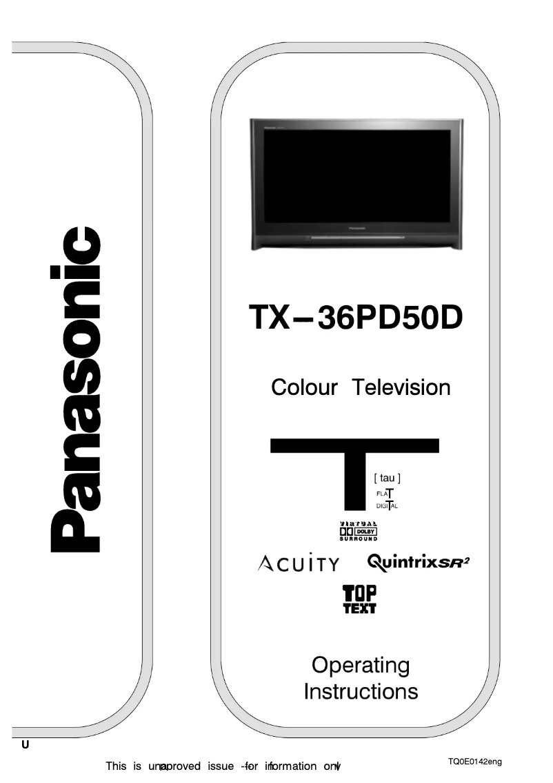 Page 1 of the manual User Manual Panasonic TX-36PD50D