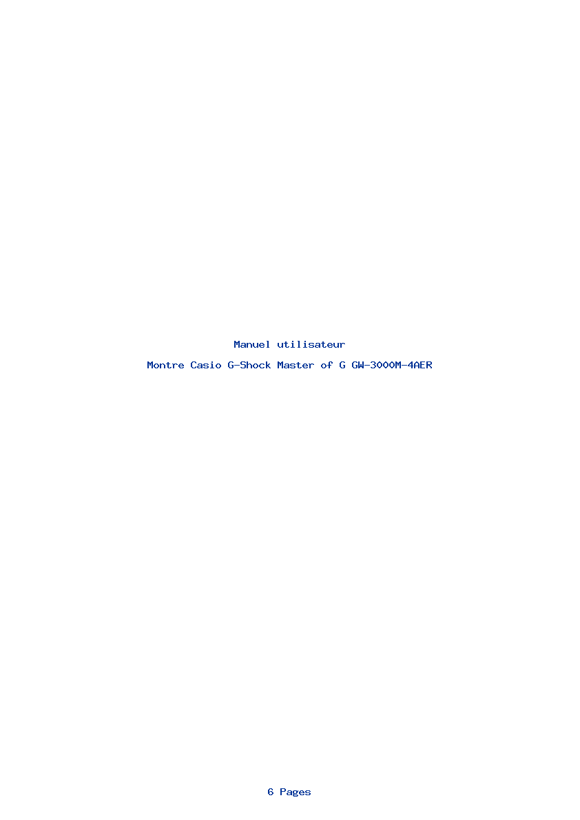 Page 1 de la notice Manuel utilisateur Casio G-Shock Master of G GW-3000M-4AER