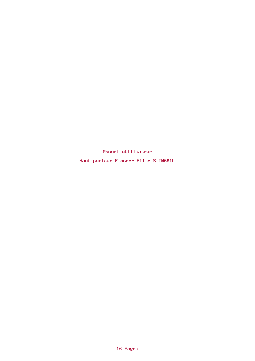 Page 1 de la notice Manuel utilisateur Pioneer Elite S-IW691L
