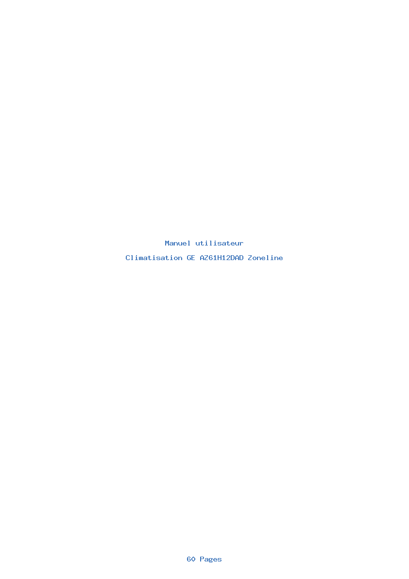 Page 1 de la notice Manuel utilisateur GE AZ61H12DAD Zoneline