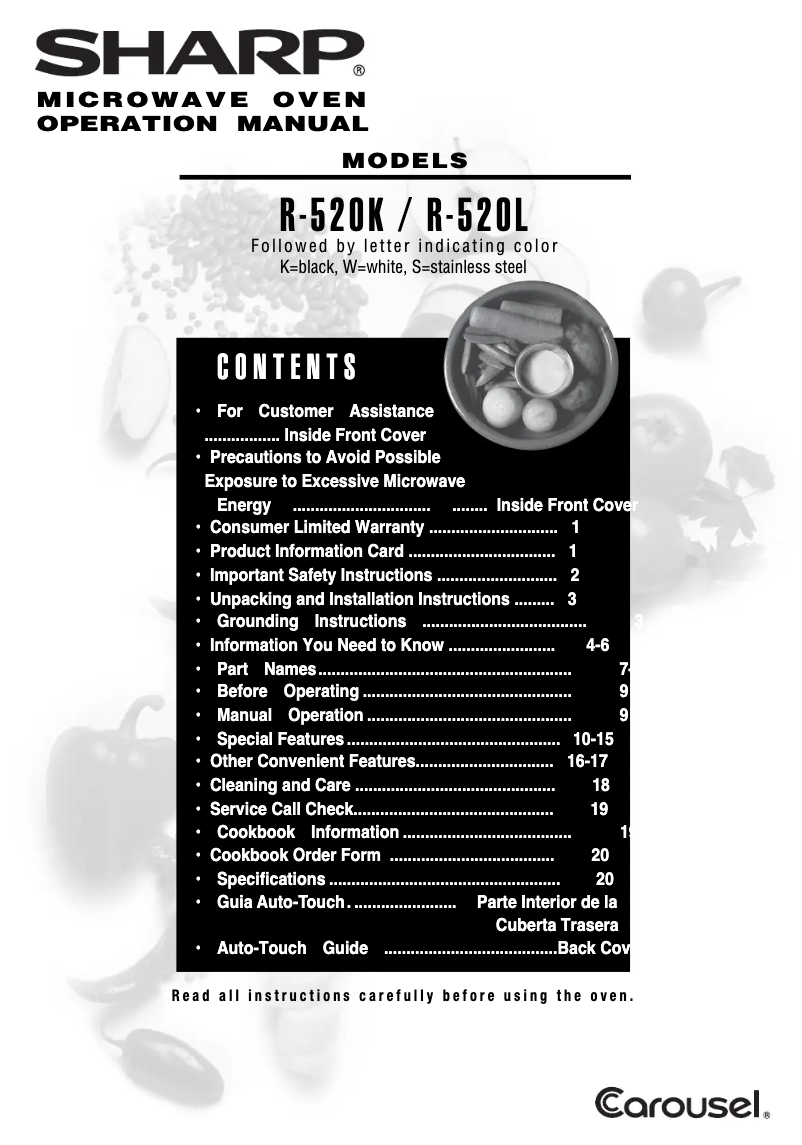 Página 1 del manual Manual de usuario Sharp R-520LW