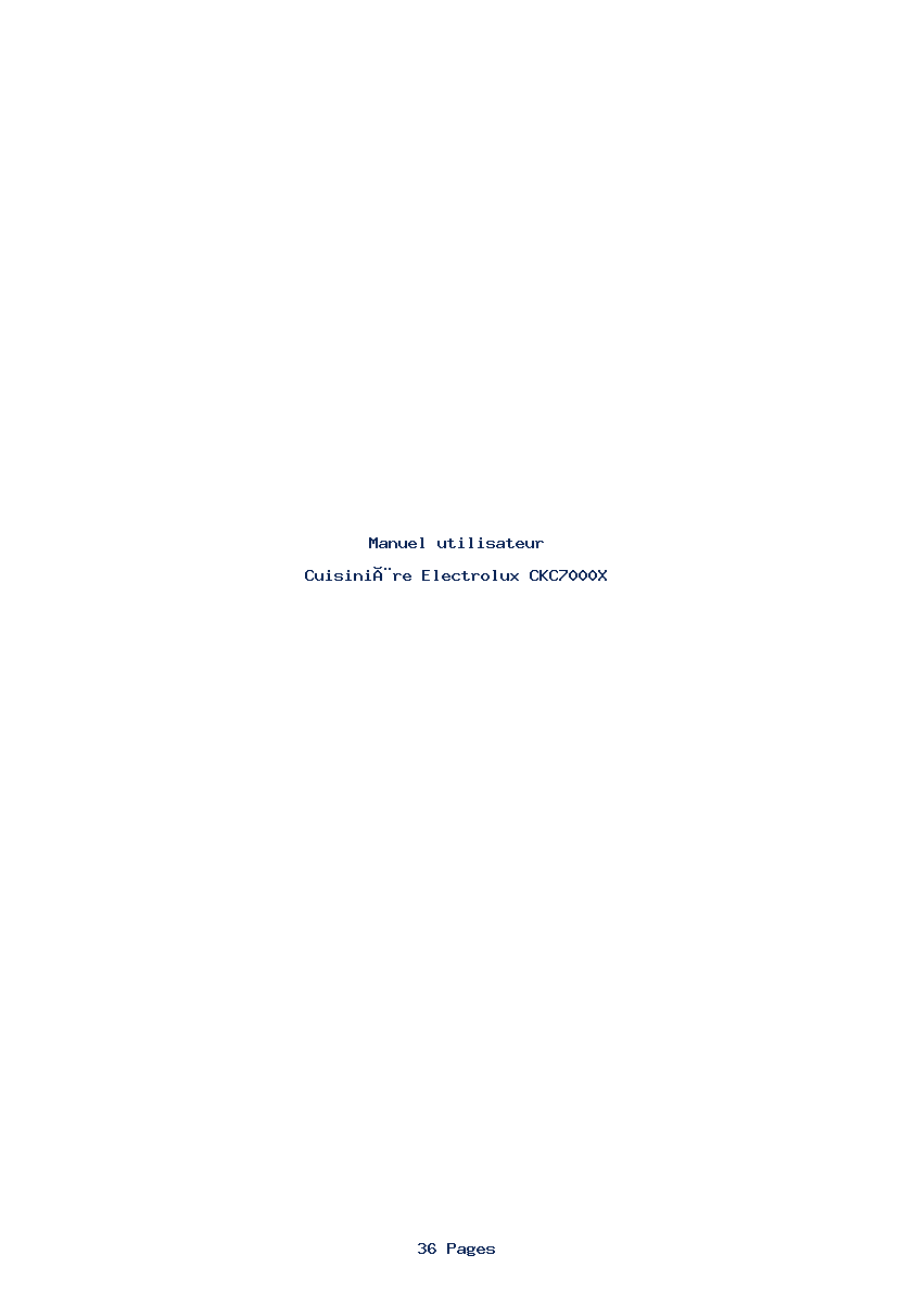 Page 1 de la notice Manuel utilisateur Electrolux CKC7000X