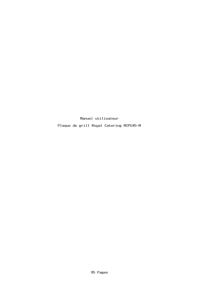 Page 1 de la notice Manuel utilisateur Royal Catering RCPG45-M