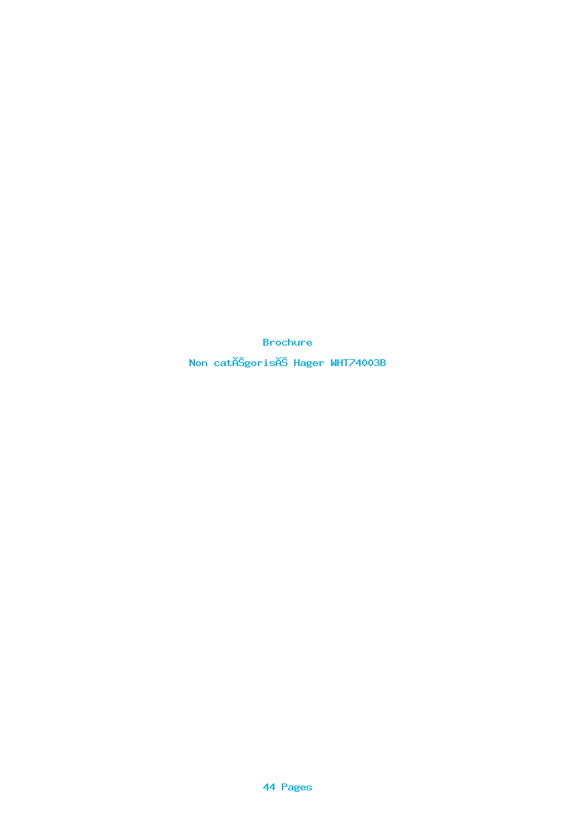 Page 1 de la notice Brochure Hager WHT74003B