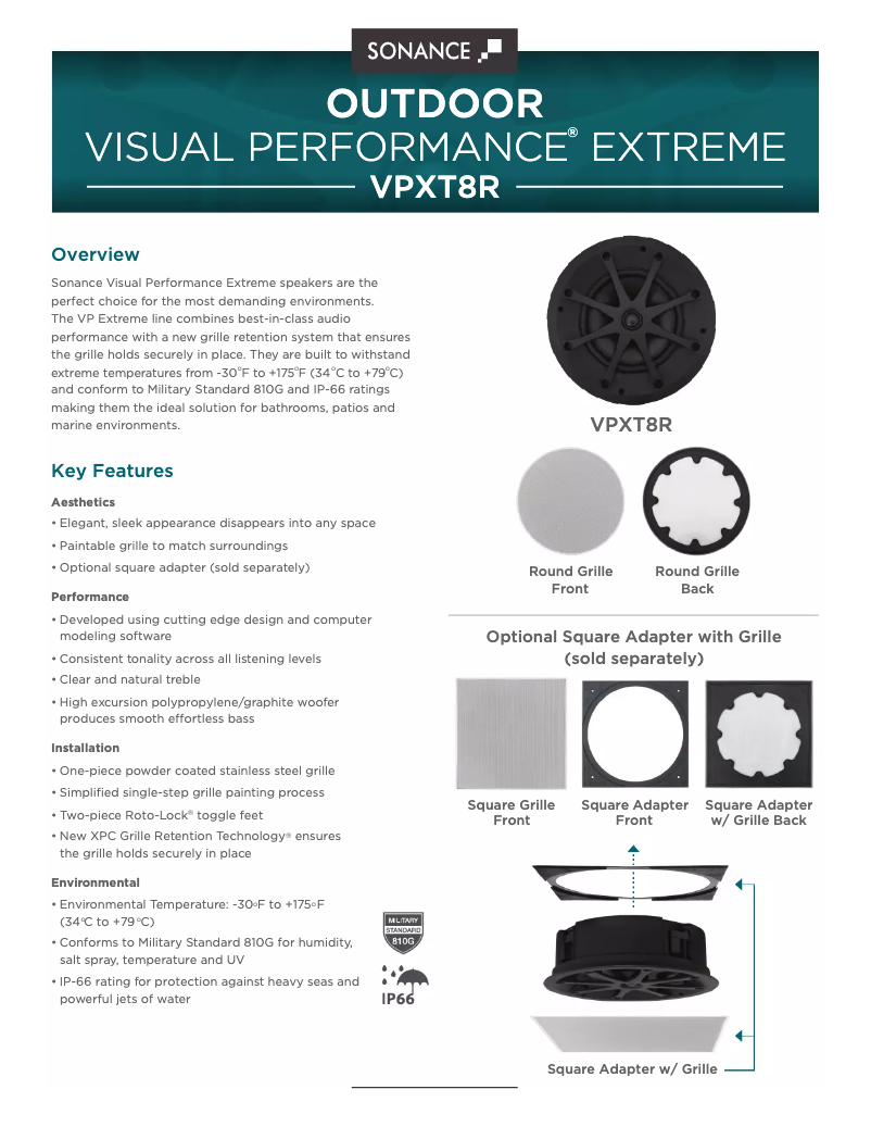 Page 1 of the manual Technical Sheet Sonance Visual Performance Extreme VPXT6