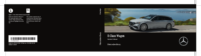 Page 1 de la notice Manuel utilisateur Mercedes-Benz E-Class Wagon (2024)